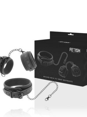 FETISH SUBMISSIVE - COLLARE E MANETTE IN PELLE VEGANA CON FODERA IN NEOPRENE