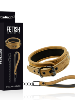 FETISH SUBMISSIVE ORIGIN - COLLARE CON GUINZAGLIO RIVESTITO IN NEOPRENE