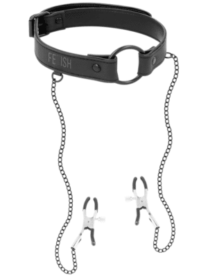 FETISH SUBMISSIVE - BAVAGLIO AD ANELLO CON MORSETTI PER CAPEZZOLI