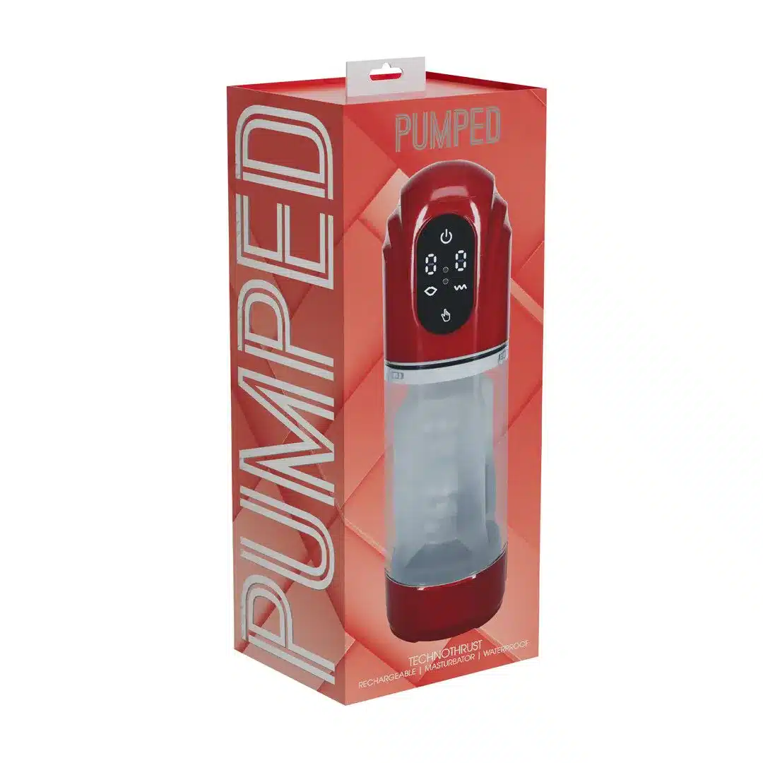 PMP061MRD-2 TechnoThrust - Automatic Waterproof Masturbator Pump - Metallic Red