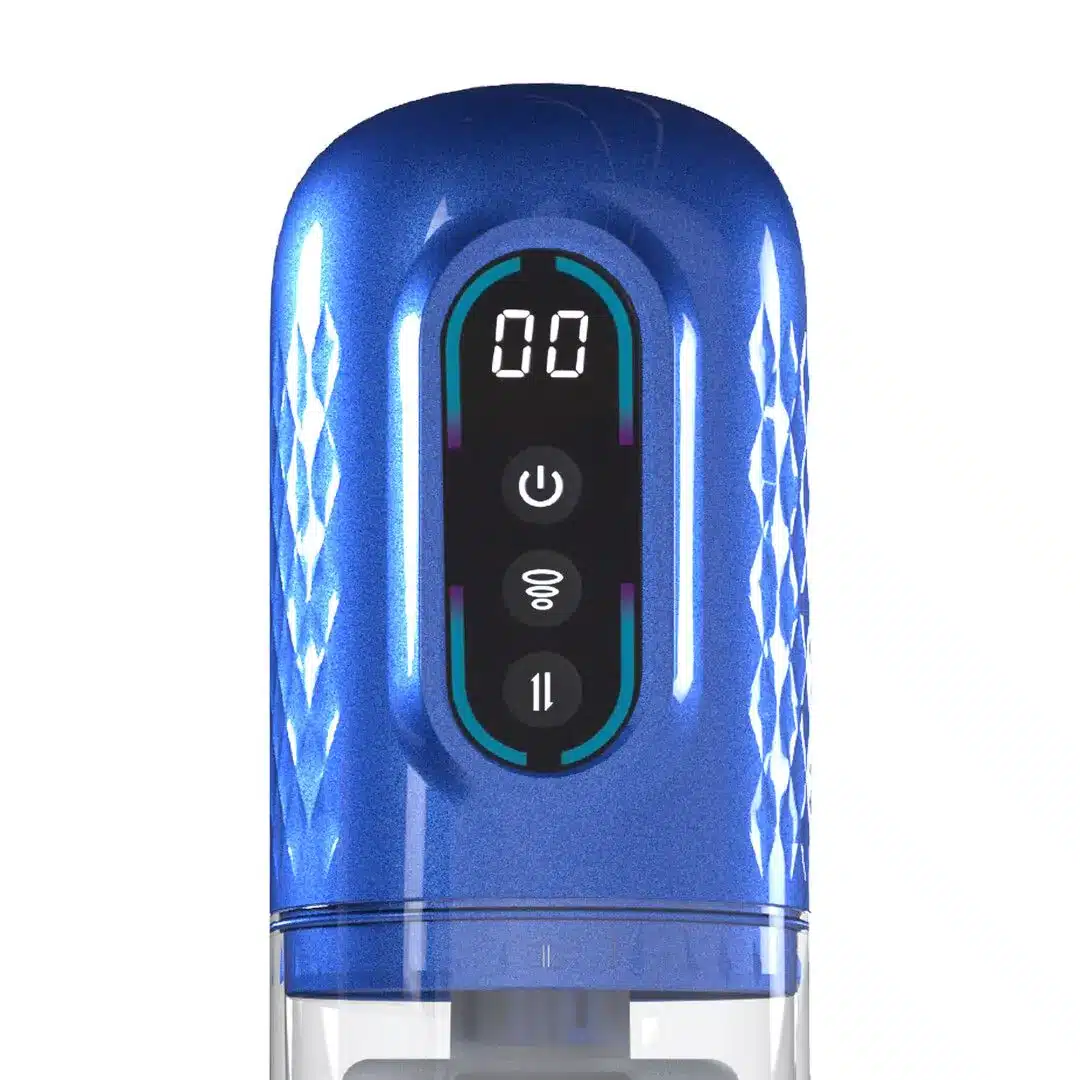 PMP064MBL-11 Vortex - Suction Rotation and Thrusting Masturbator Pump - Metallic Blue