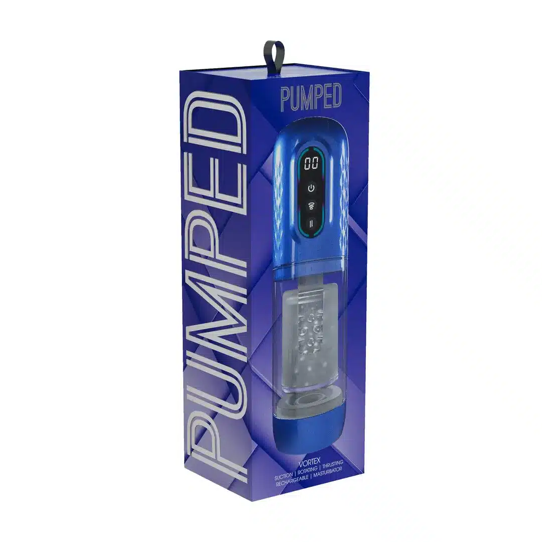 PMP064MBL-2 Vortex - Suction Rotation and Thrusting Masturbator Pump - Metallic Blue