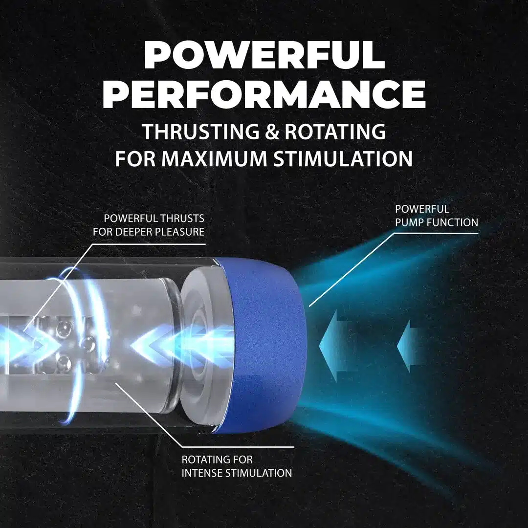 PMP064MBL-8 Vortex - Suction Rotation and Thrusting Masturbator Pump - Metallic Blue