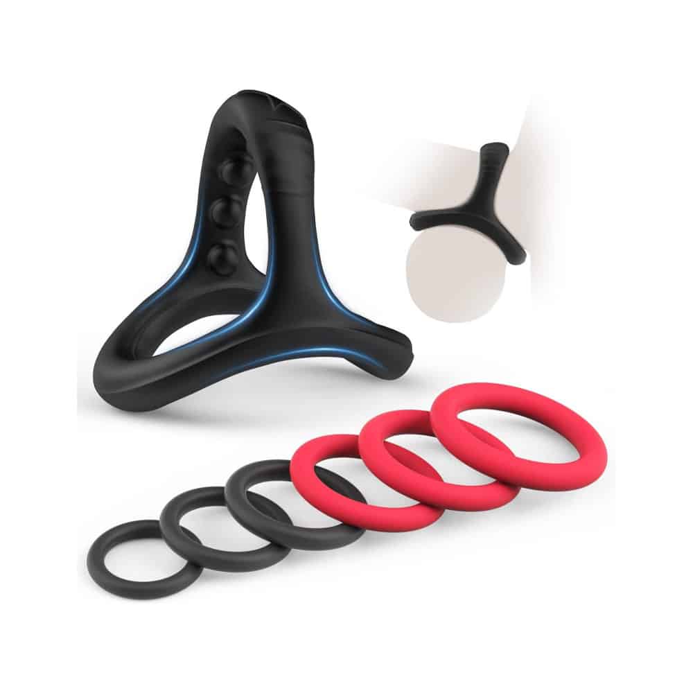 7-Piece Black & Red Silicone Cock Ring Set 7-Piece Black & Red Silicone Cock Ring Set