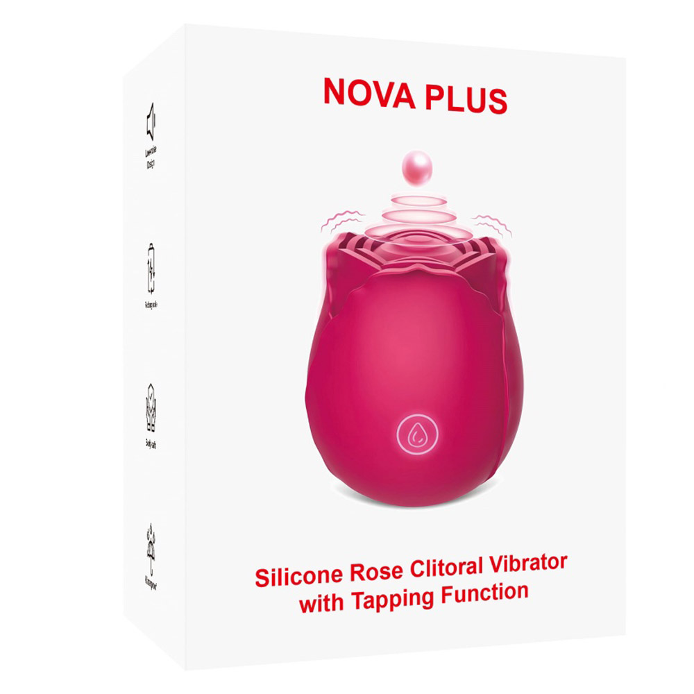 Vibratore clitorideo ricaricabile a forma di rosa in silicone rosso a 10 velocità con funzione picchiettante Vibratore clitorideo ricaricabile a forma di rosa in silicone rosso a 10 velocità con funzione picchiettante
