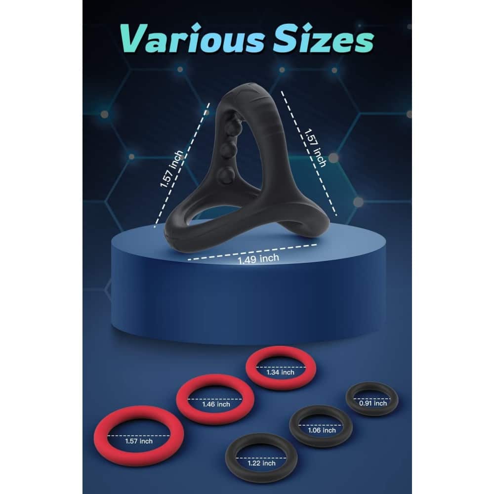 7-Piece Black & Red Silicone Cock Ring Set 7-Piece Black & Red Silicone Cock Ring Set