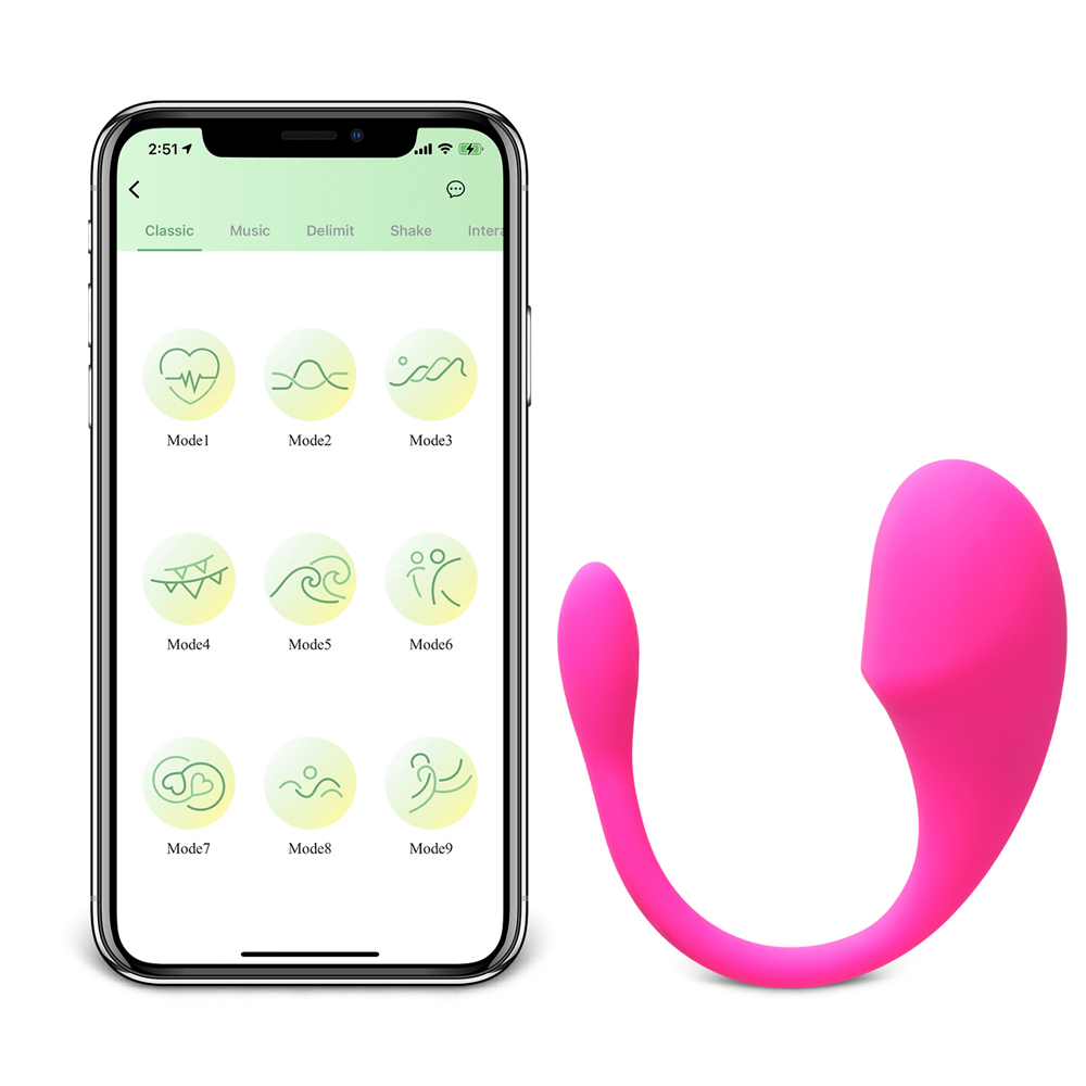 Uovo vibrante rosa con 9 velocità controllabili tramite app Uovo vibrante rosa con 9 velocità controllabili tramite app