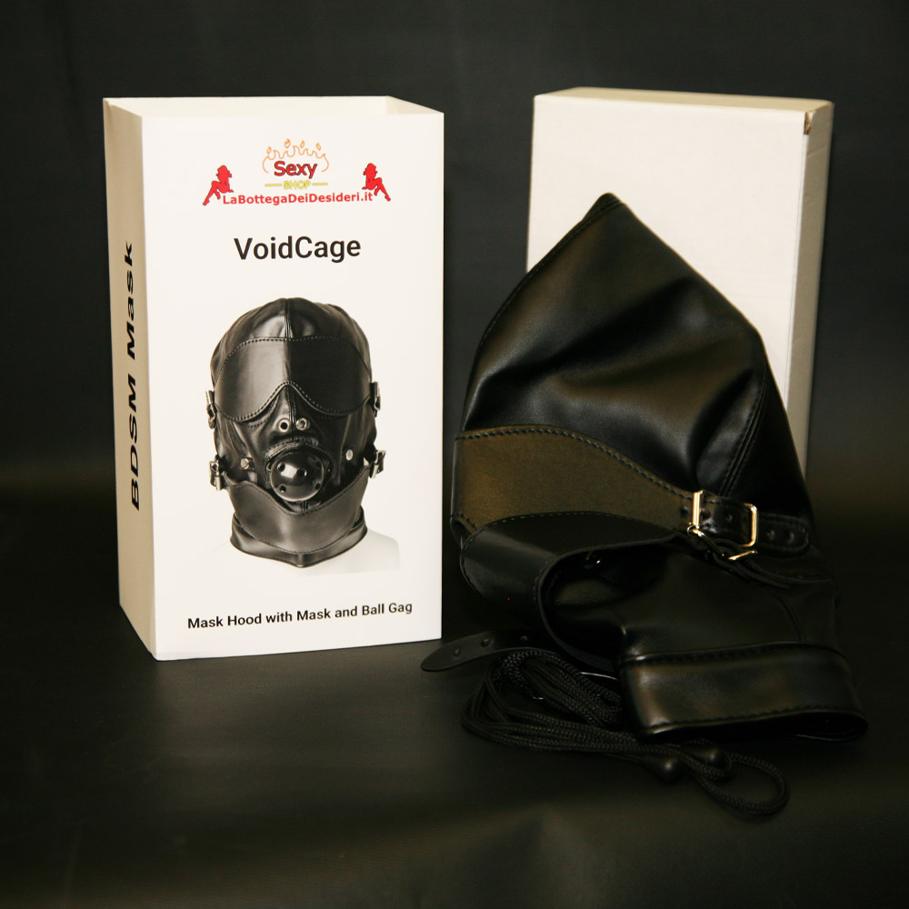 VoidCage Cappuccio con maschera e ballgag Cappuccio con maschera e ballgag