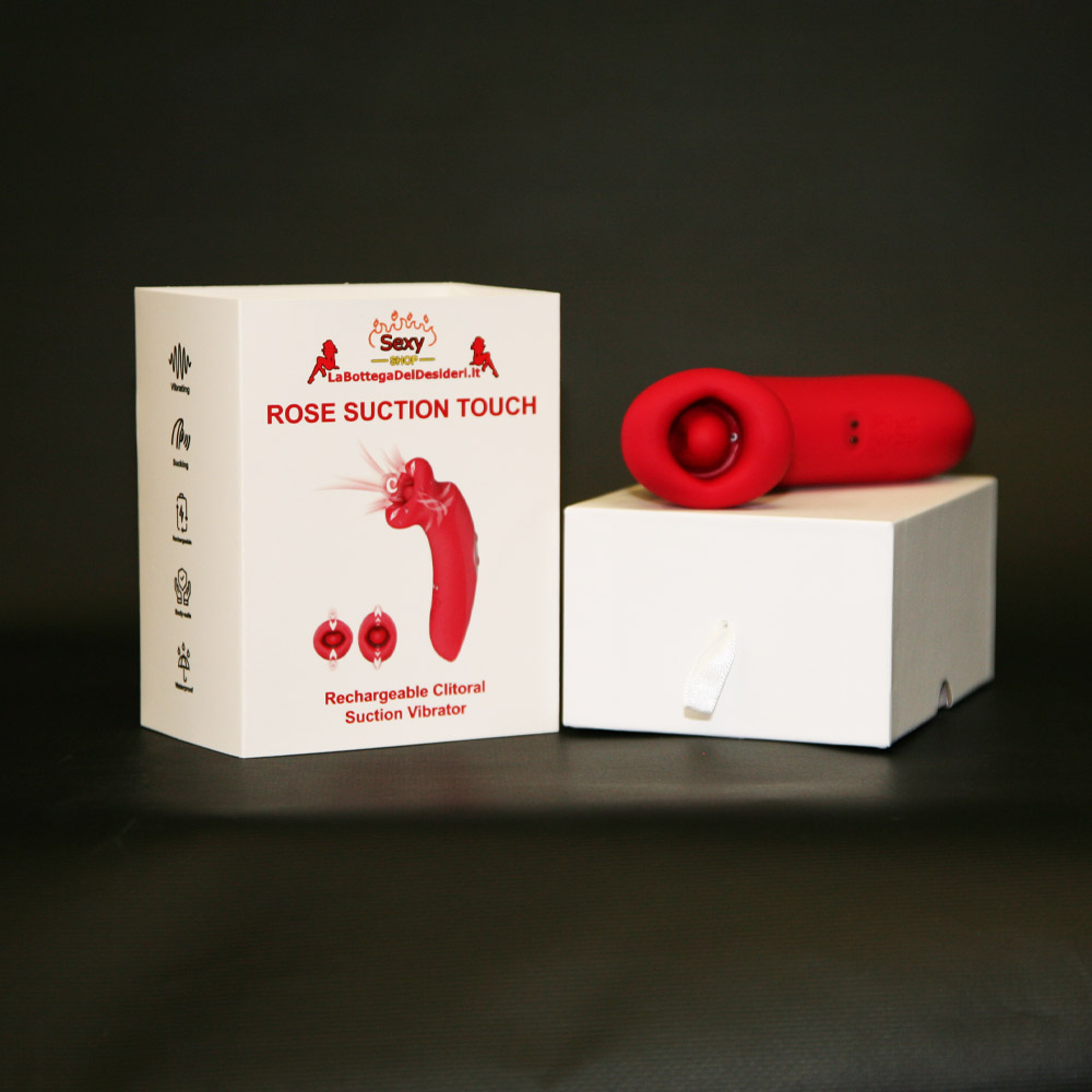 Rose Suction Touch Vibratore in silicone rosso ricaricabile con 10 modalità e funzione di aspirazione. Rose Suction Touch Vibratore in silicone rosso ricaricabile con 10 modalità e funzione di aspirazione.